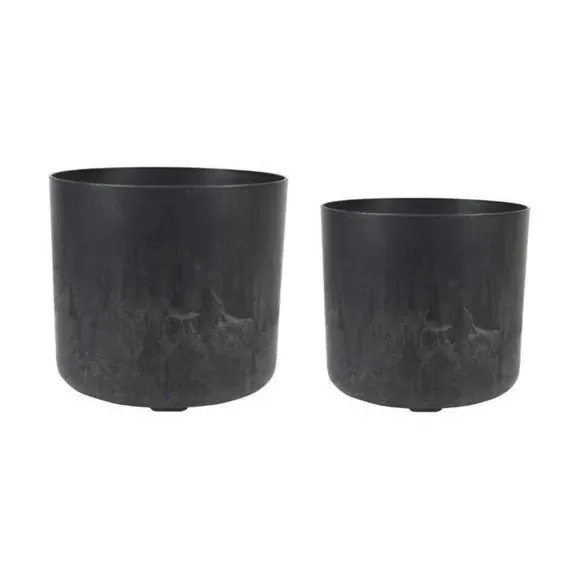 Set of 2 Plant Pots - Black, Artificial Stone image