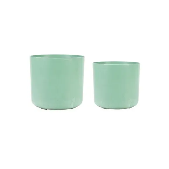 Set of 2 Plant Pots - Green, Artificial Stone