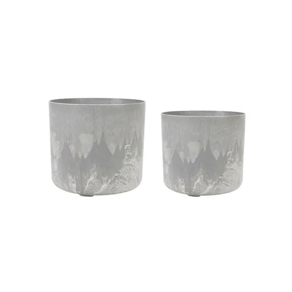 Set of 2 Plant Pots - Grey, Artificial Stone
