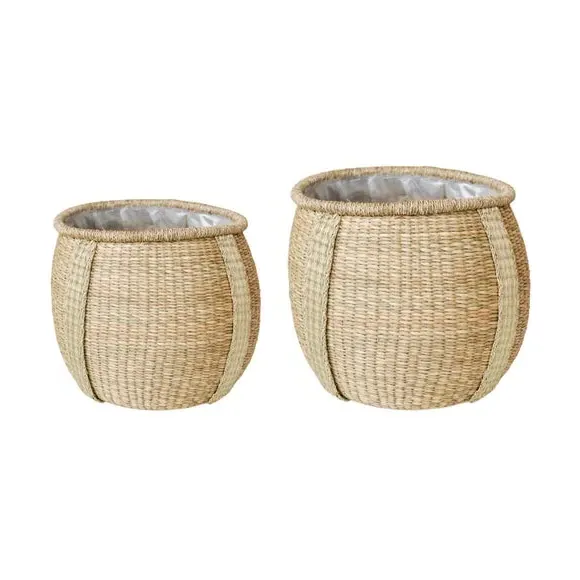 Set of 2 Plant Pots - Natural, Seagrass