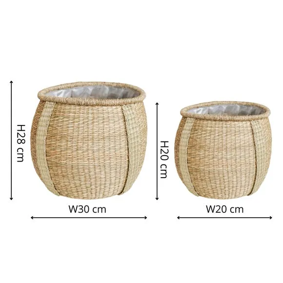Set of 2 Plant Pots - Natural, Seagrass