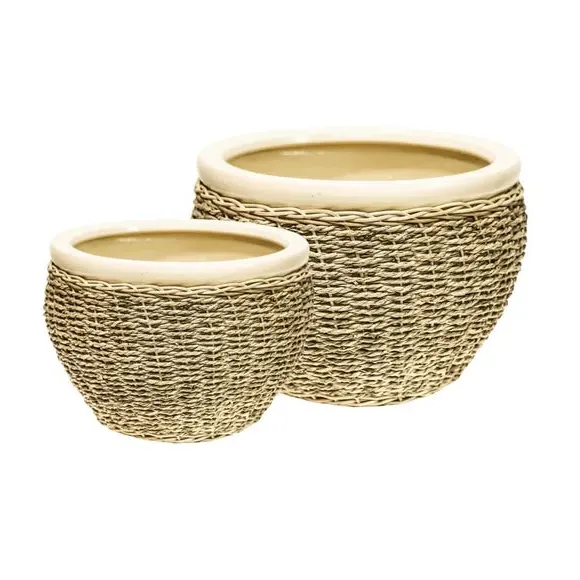 Set of 2 Plant Pots - Natural, Seagrass