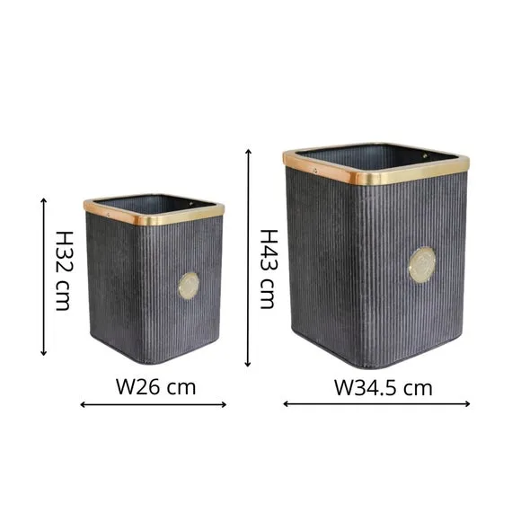 Set of 2 Plant Pots Ribbed Design - Grey