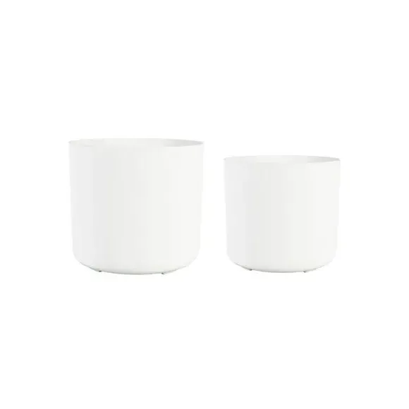 Set of 2 Plant Pots - White, Artificial Stone