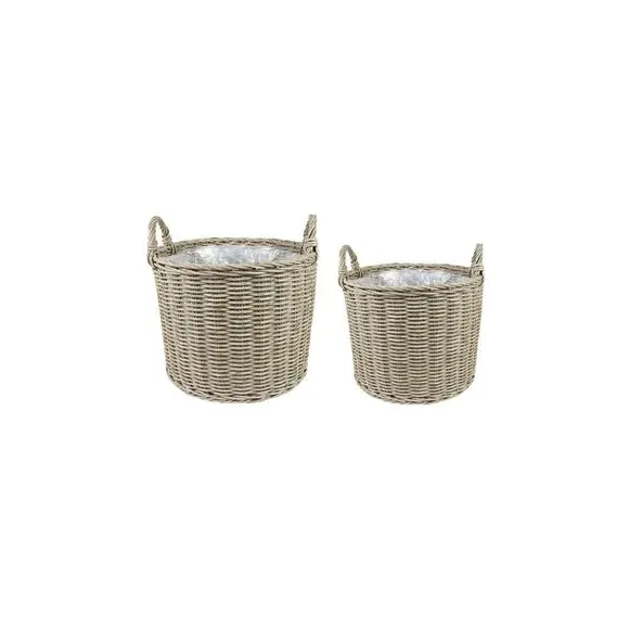 Set of 2 Woven Plant Pots - Natural, Polyrattan image