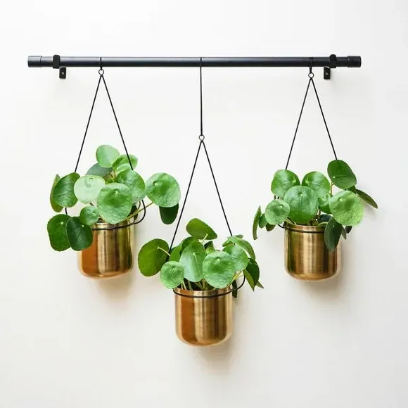 Set of 3 Hanging Plant Pots - Black, Metal image