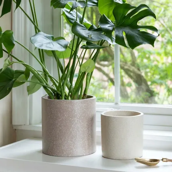 Set of 3 Plant Pots - Caramel, Terrazzo
