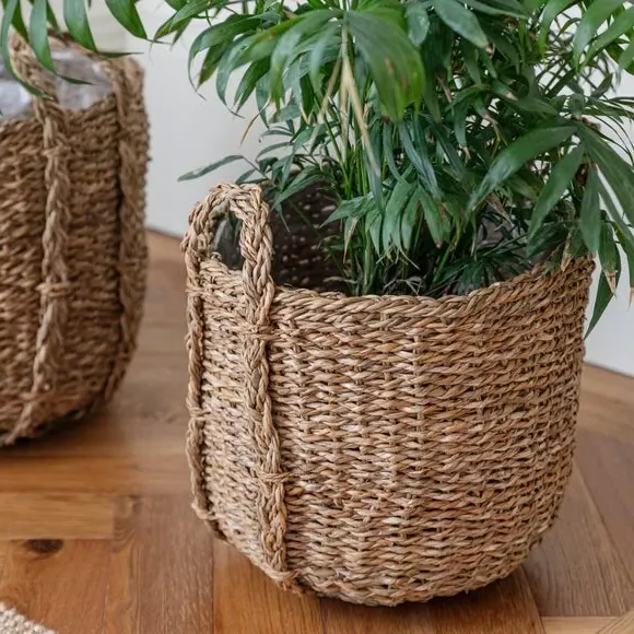 Set of 3 Plant Pots - Natural, Seagrass