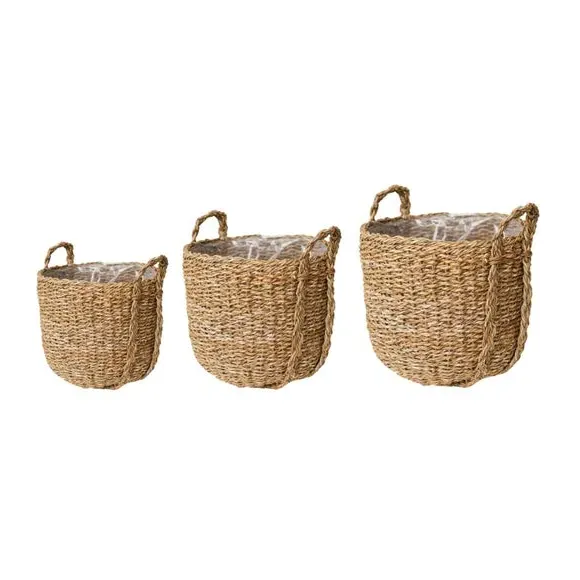 Set of 3 Plant Pots - Natural, Seagrass image