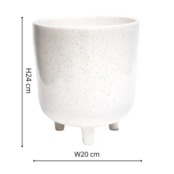 Speckled Plant Pot - White