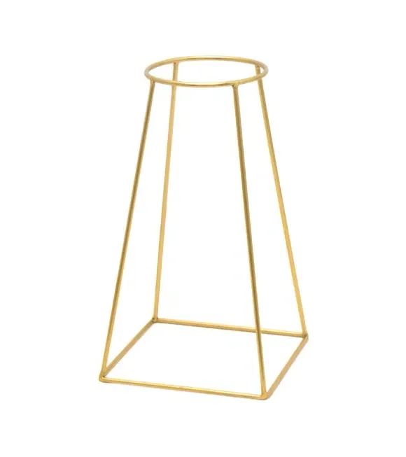 Square Plant Stand Geometric Design - Gold, Metal