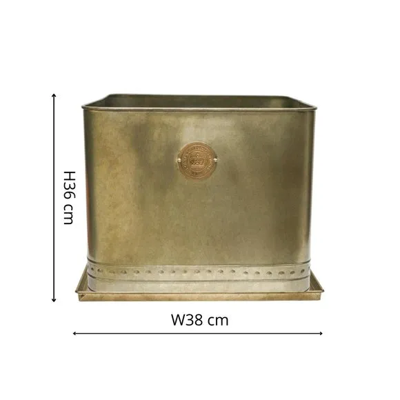 Square Planter with Base - Brass, Metal