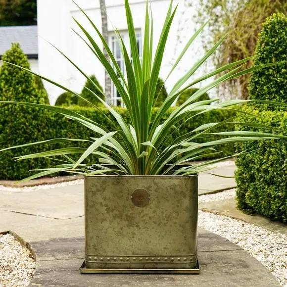 Square Planter with Base - Brass, Metal image