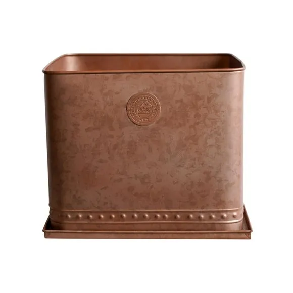 Square Planter with Base - Copper, Metal