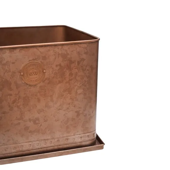 Square Planter with Base - Copper, Metal