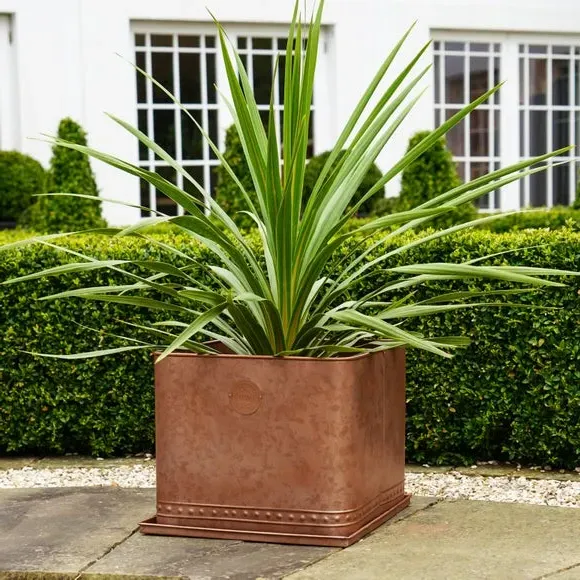 Square Planter with Base - Copper, Metal