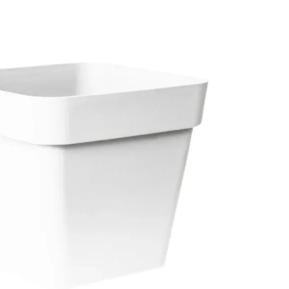 Square Planter with Wheels - White, Plastic