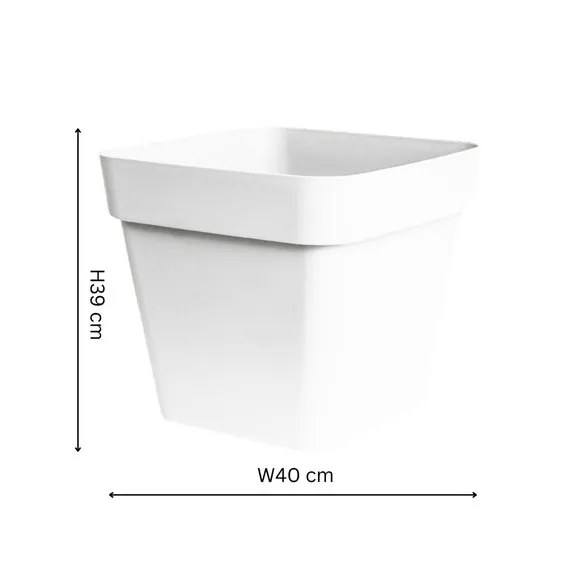 Square Planter with Wheels - White, Plastic