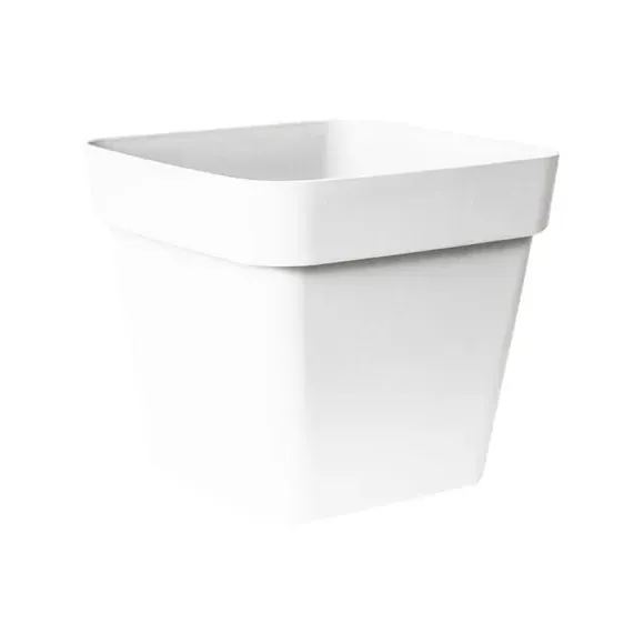 Square Planter with Wheels - White, Plastic
