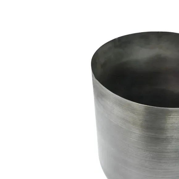 Steel Plant Pot with Brushed Finish - Pewter