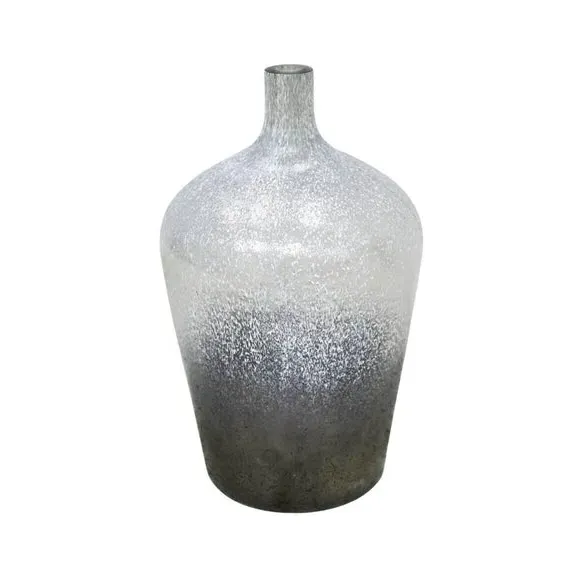 Stem Glass Vase with Frosted Finish - Blue image