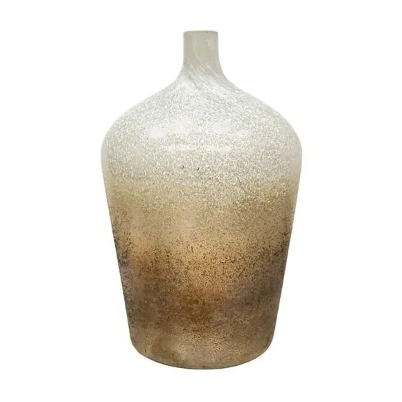 Stem Glass Vase with Frosted Finish - Gold