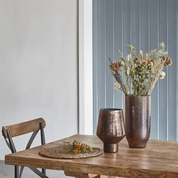 Tall Curved Glass Vase - Bronze, Recycled Glass
