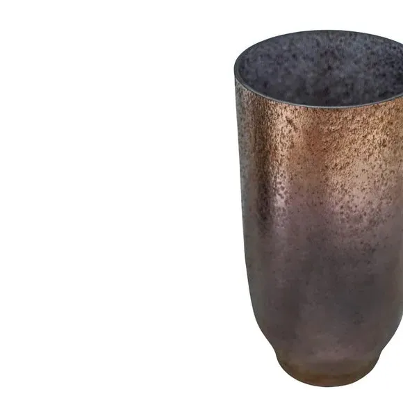 Tall Glass Vase with Metallic Finish - Bronze