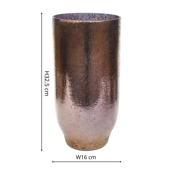 Tall Glass Vase with Metallic Finish - Bronze