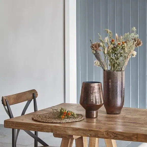 Tall Glass Vase with Metallic Finish - Bronze