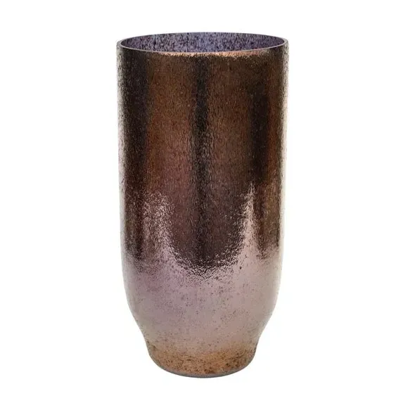 Tall Glass Vase with Metallic Finish - Bronze image