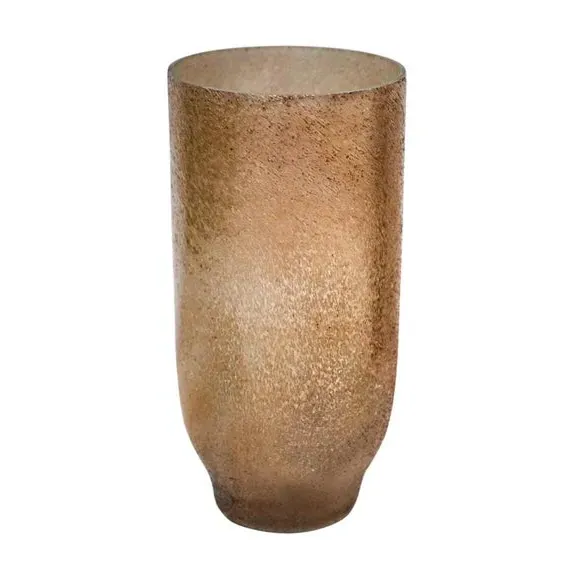 Tall Glass Vase with Metallic Finish - Gold