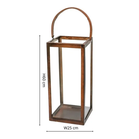 Tall Lantern with Handle - Copper, Metal