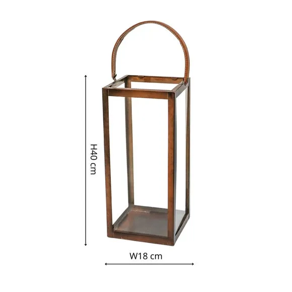 Tall Lantern with Handle - Copper, Metal