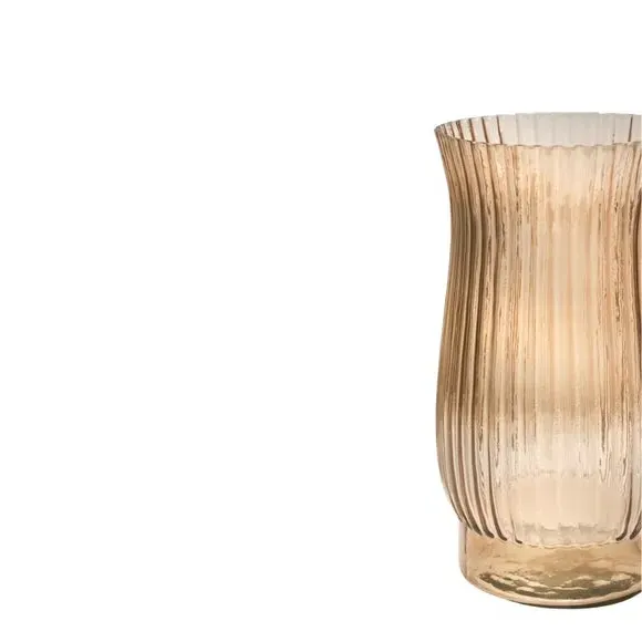 Tall Ribbed Vase - Apricot