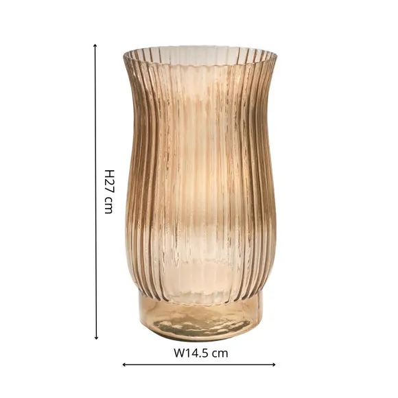 Tall Ribbed Vase - Apricot