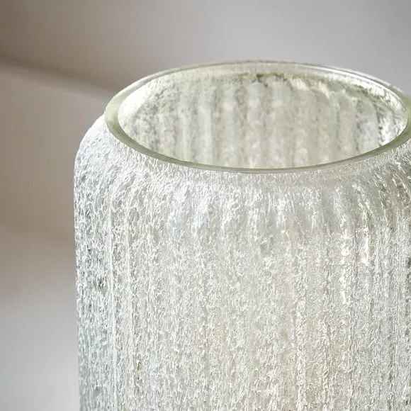 Tall Ribbed Vase - Gold, Frosted Glass