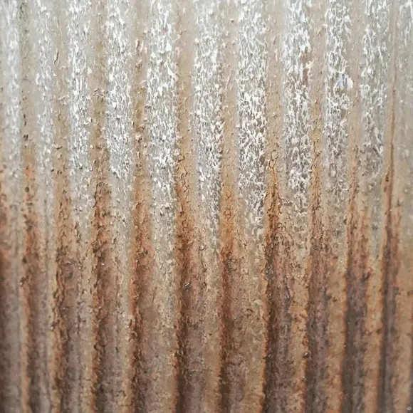 Tall Ribbed Vase - Gold, Frosted Glass
