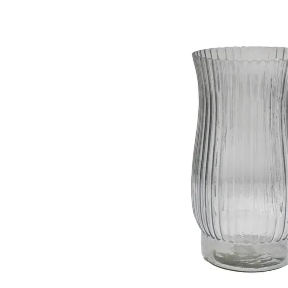 Tall Ribbed Vase - Grey