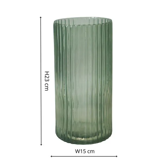 Tall Ribbed Vase - Sage