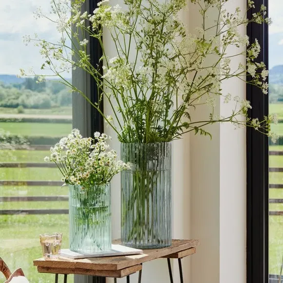 Tall Ribbed Vase - Sage