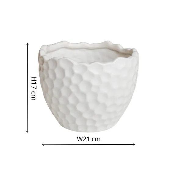 Textured Plant Pot - White, Ceramic