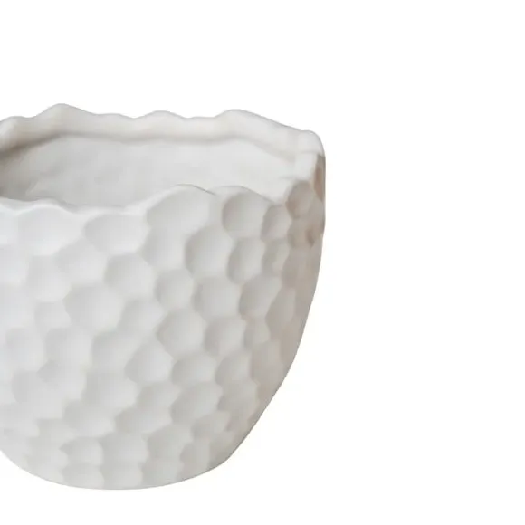 Textured Plant Pot - White, Ceramic