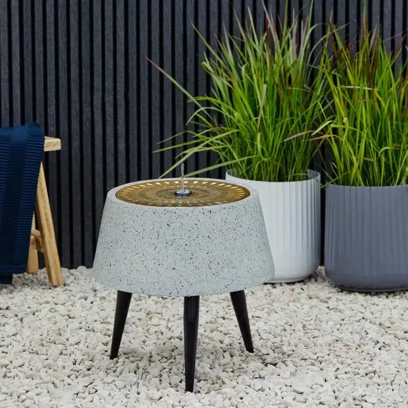 Water Feature on Stand with LED - Light Grey