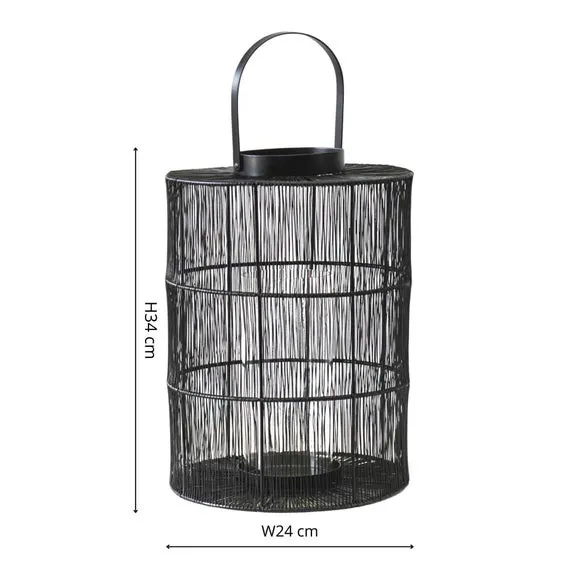 Wirework Lantern with Handle - Black, Metal
