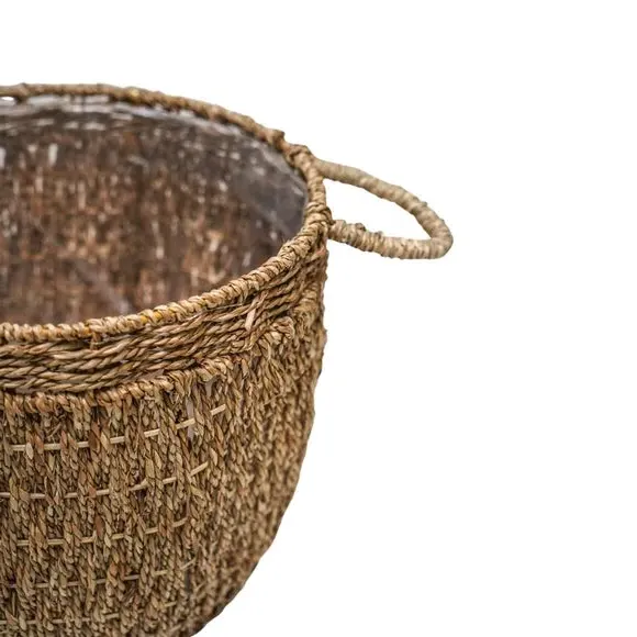 Woven Plant Basket with Handles - Natural, Seagrass
