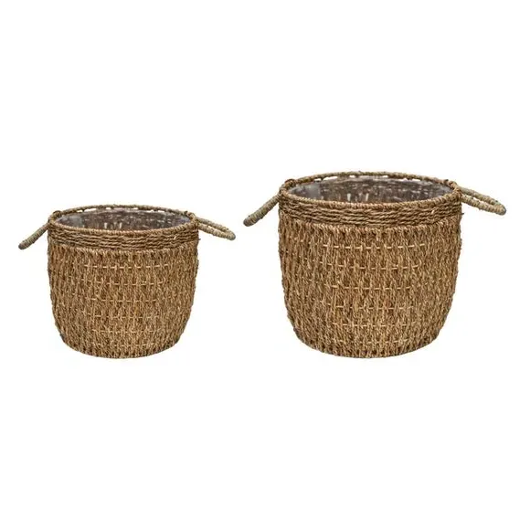 Woven Plant Basket with Handles - Natural, Seagrass
