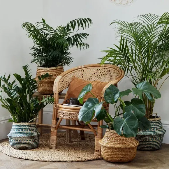 Woven Storage Basket with Lining - Amber, Seagrass