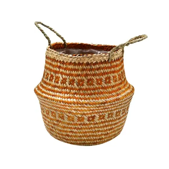 Woven Storage Basket with Lining - Amber, Seagrass image