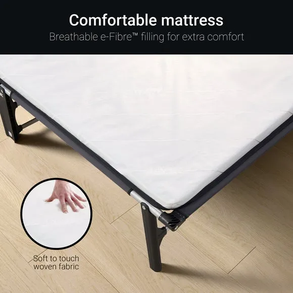 Compact Folding Bed with Mattress - White, Metal